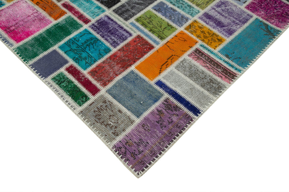 Rug N Carpet - Handwoven Oriental 6' 10" x 9' 9" Decorative Patchwork Area Rug