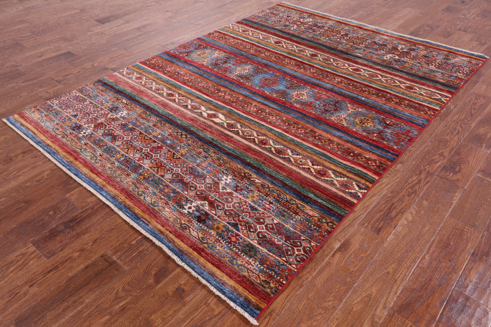 Khorjin Super Kazak Hand Knotted Wool Rug 5' 8" X 8' 1" Q5669