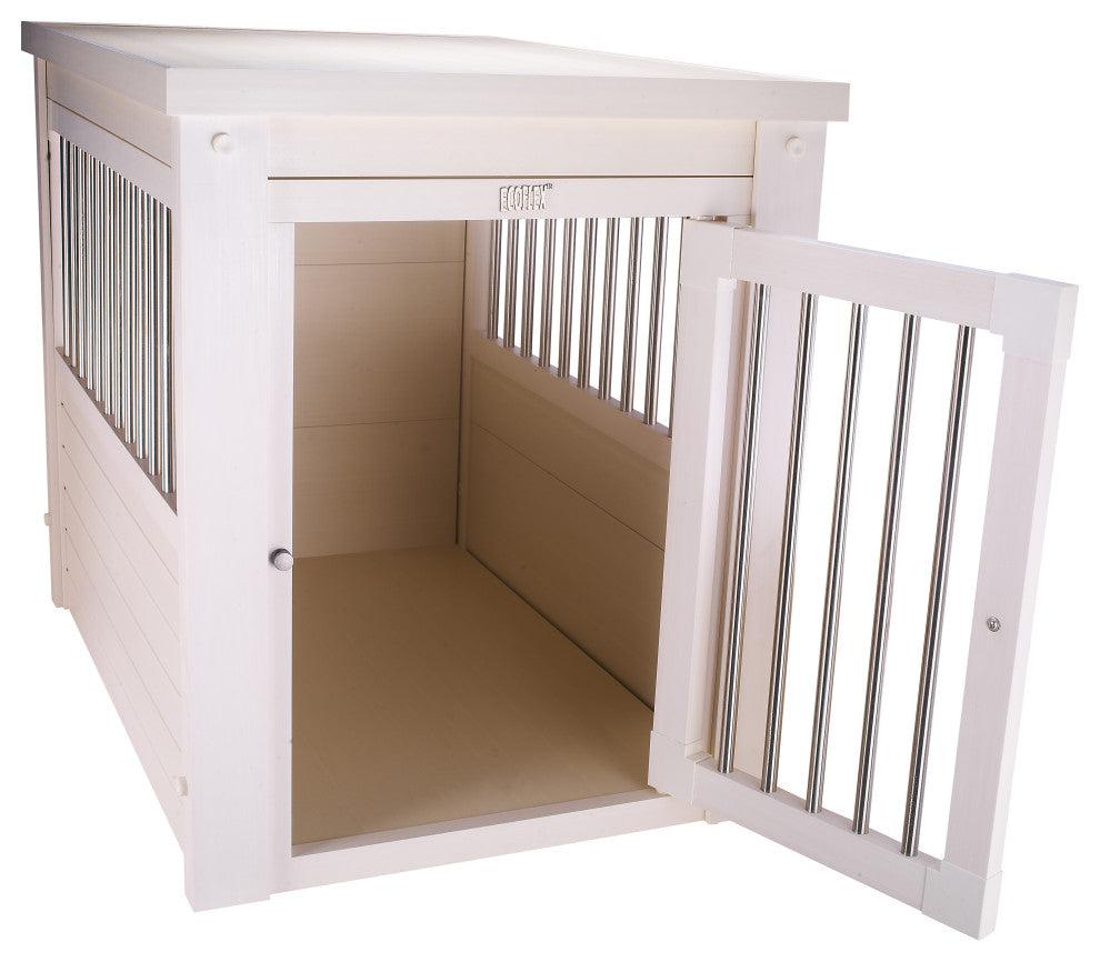 ECOFLEXÂ® Dog Crate End Table, Antique White, Medium