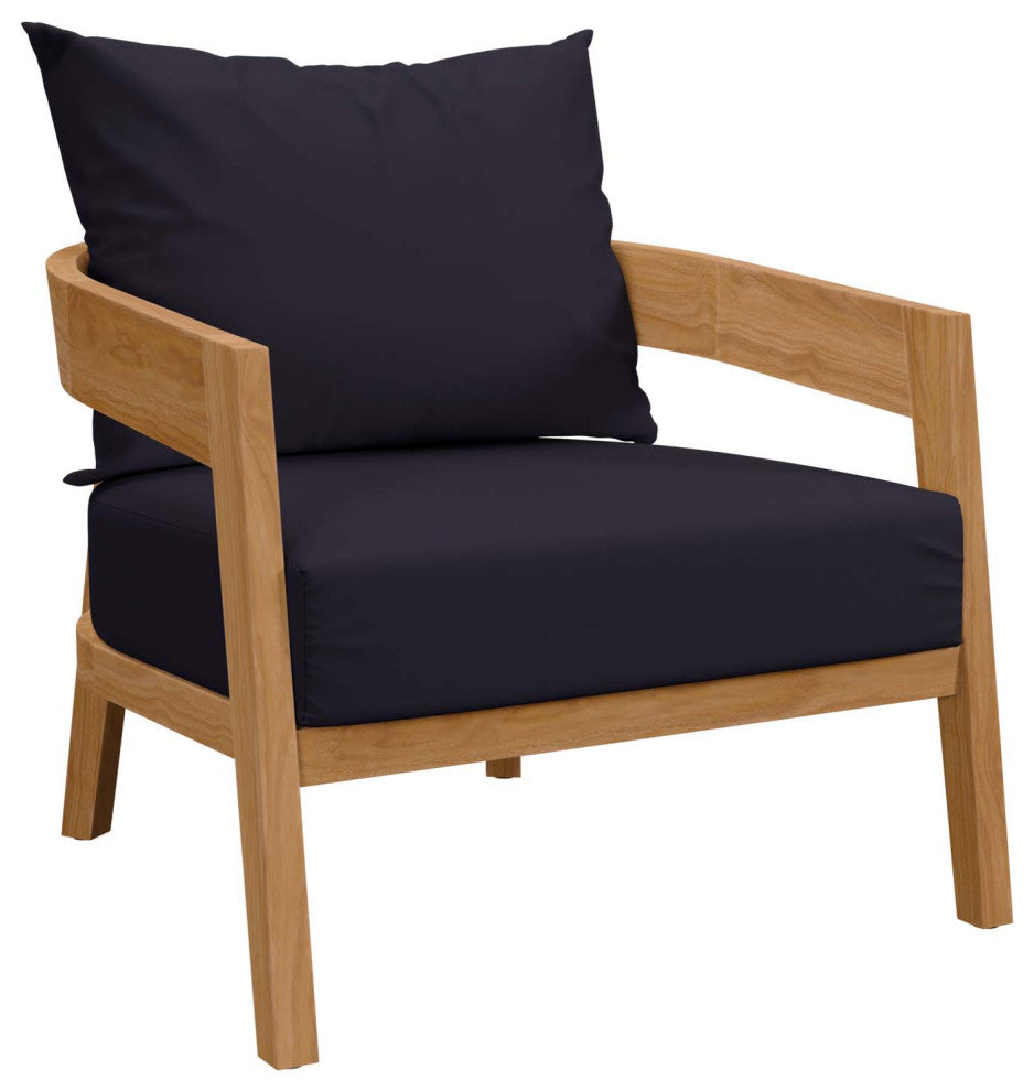 Brisbane 3-Piece Teak Wood Outdoor Patio Outdoor Patio Set, Natural Navy