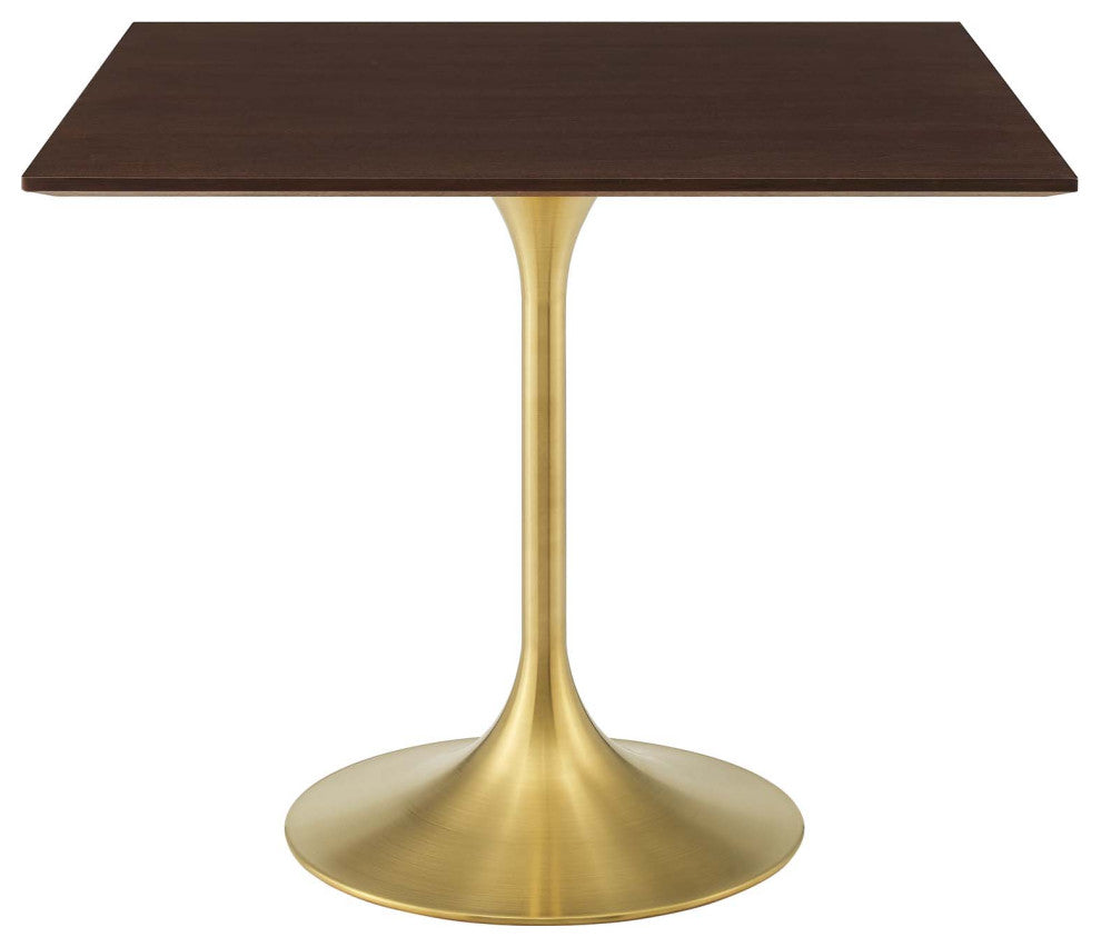 Lippa 36" Square Wood Dining Table, Gold Cherry Walnut