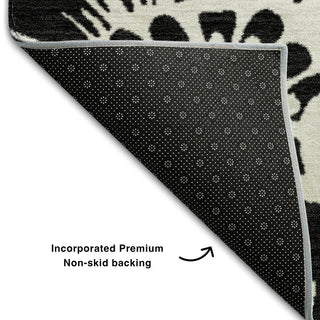Premium Machine Washable Mayfield AMF551 Black 8' x 8' Round Rug