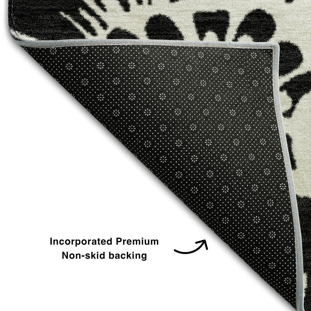 Premium Machine Washable Mayfield AMF551 Black 8' x 8' Round Rug