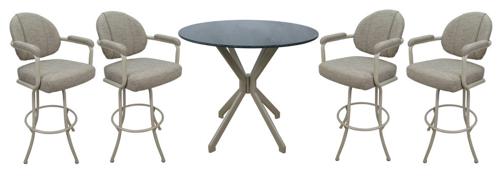 Swivel Counter Metal Pub Set - M-70 Stools 26" or 30", Hemsath Driftwood - Beige, 30", Crackle Glass
