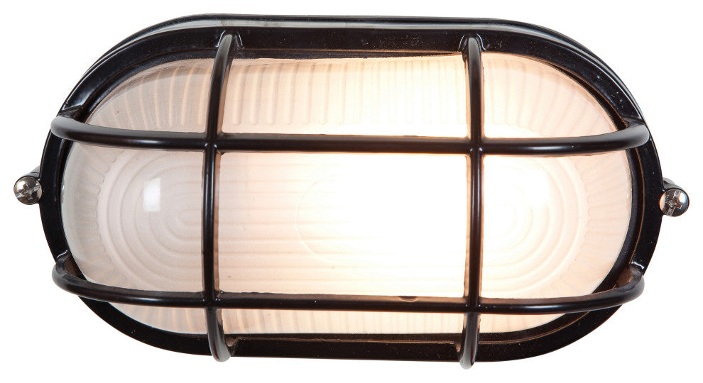 Access Lighting Nauticus Wet Loc 4.25" Bulkhead, Black/Frosted - 20290-BL-FST
