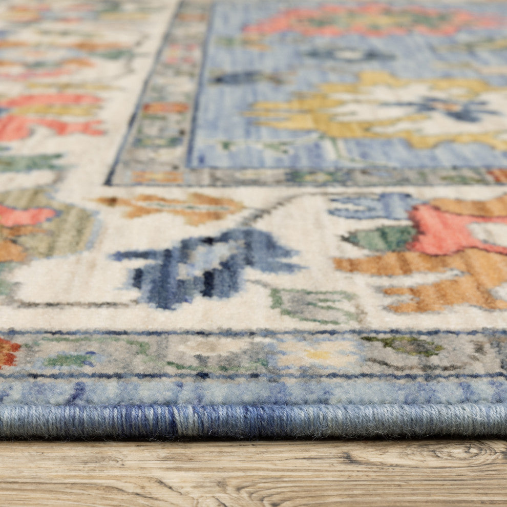 Leoness Vintage Traditional Blue/ Multi Area Rug, 5'3" x 7'6"