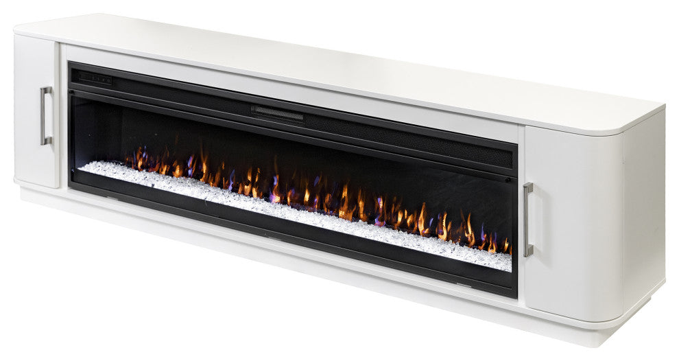 Modern 84" Fireplace Console Entertainment, White
