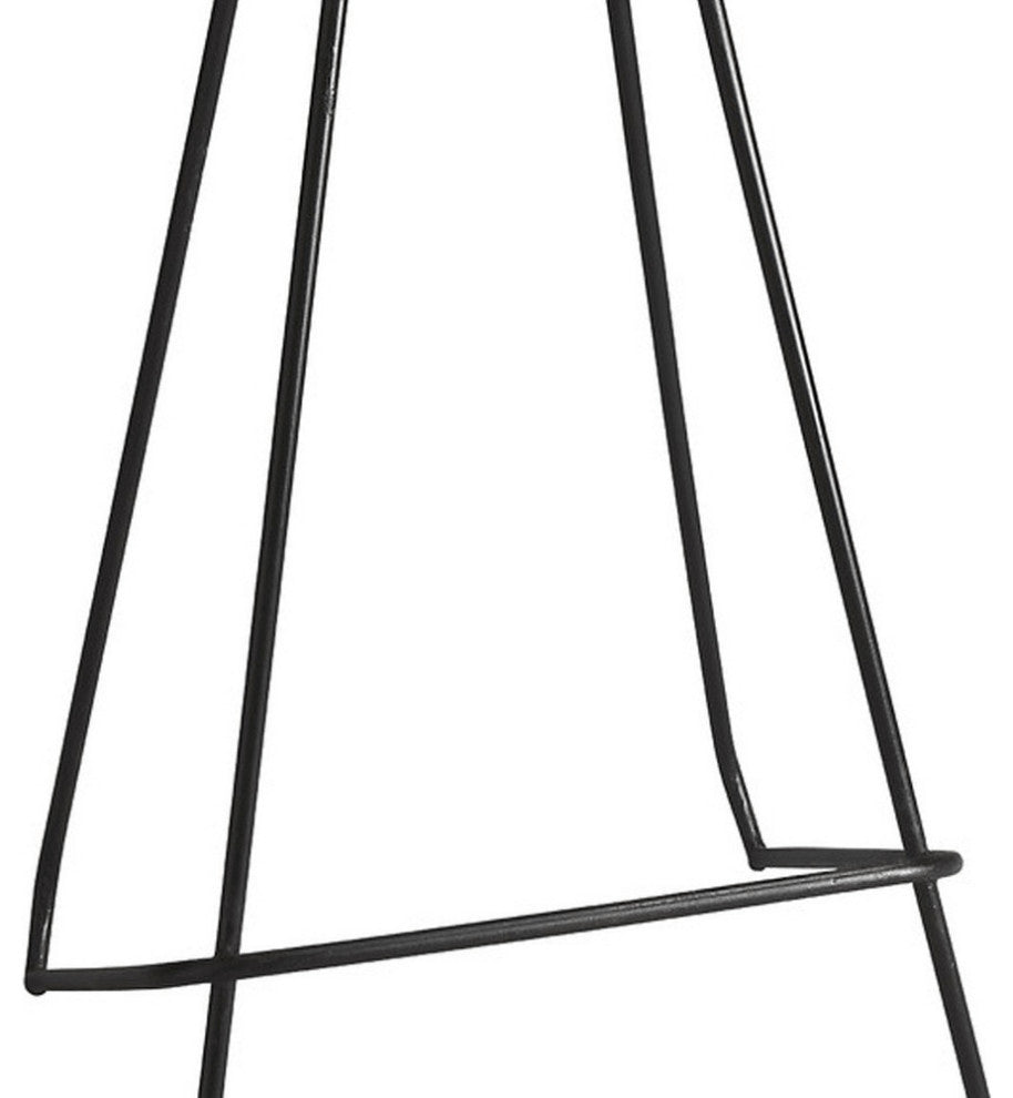 31" Off-white And Black Iron Backless Counter Height Bar Chair