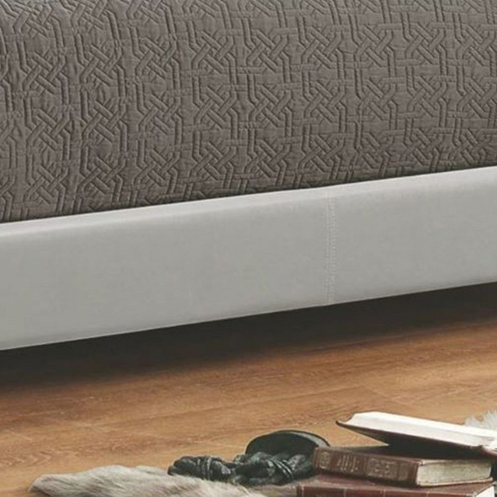 Leatherette Upholstered Bed, Queen Size, Gray