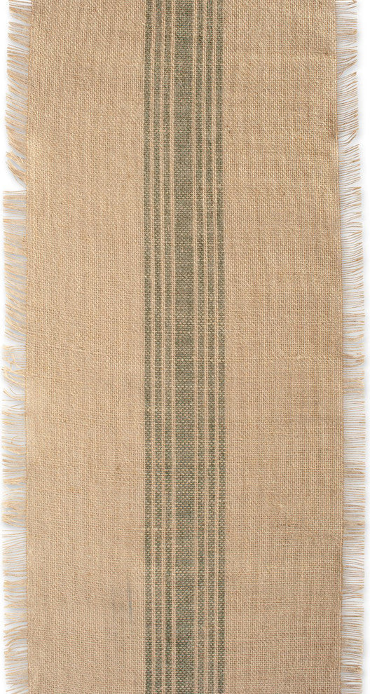 Artichoke Middle Stripe Burlap Table Runner 14X72