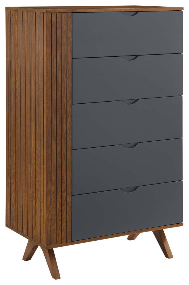 Dresser Drawer Chest Stand, Gray Walnut, Wood, Modern, Mid Century Guest