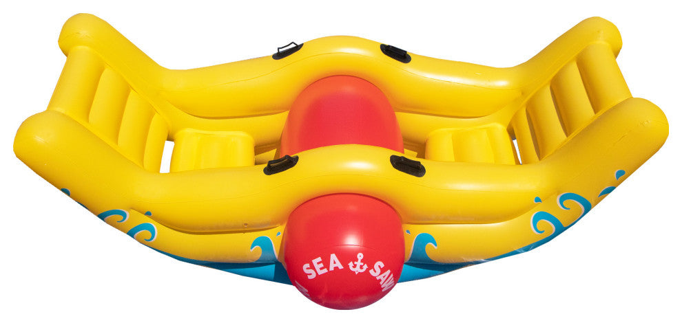 90" Inflatable Yellow and Red Water Sports Sea-Saw Rocker Swimming Pool Toy
