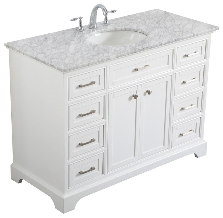 Amber Single Bathroom Vanity, Blue, White, 48"