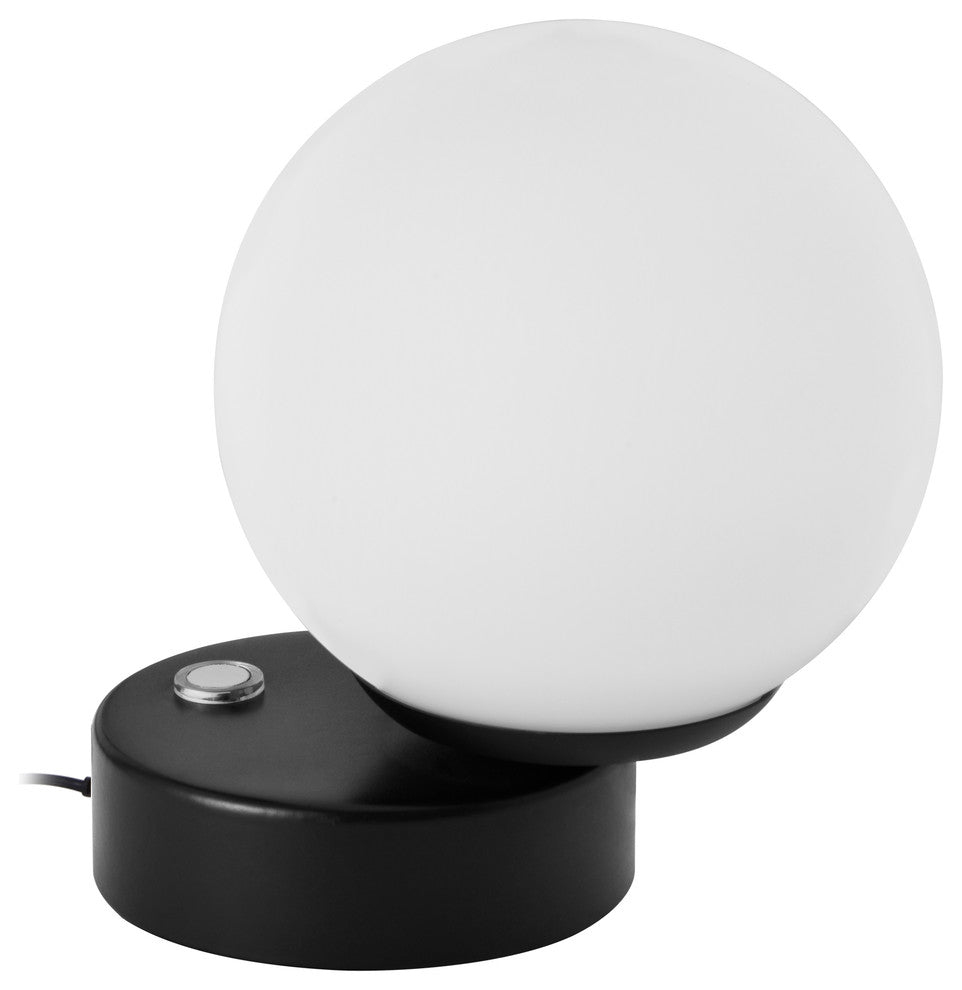 6" Height Integrated LED Table Lamp, Black With Glass Shade
