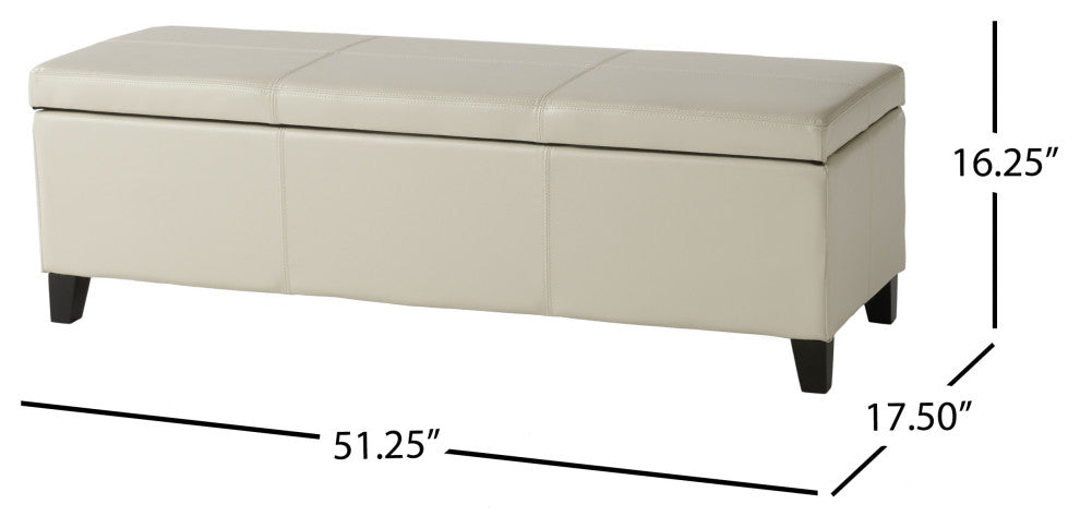 GDF Studio Skyler Beige Fabric Storage Ottoman Bench, Ivory