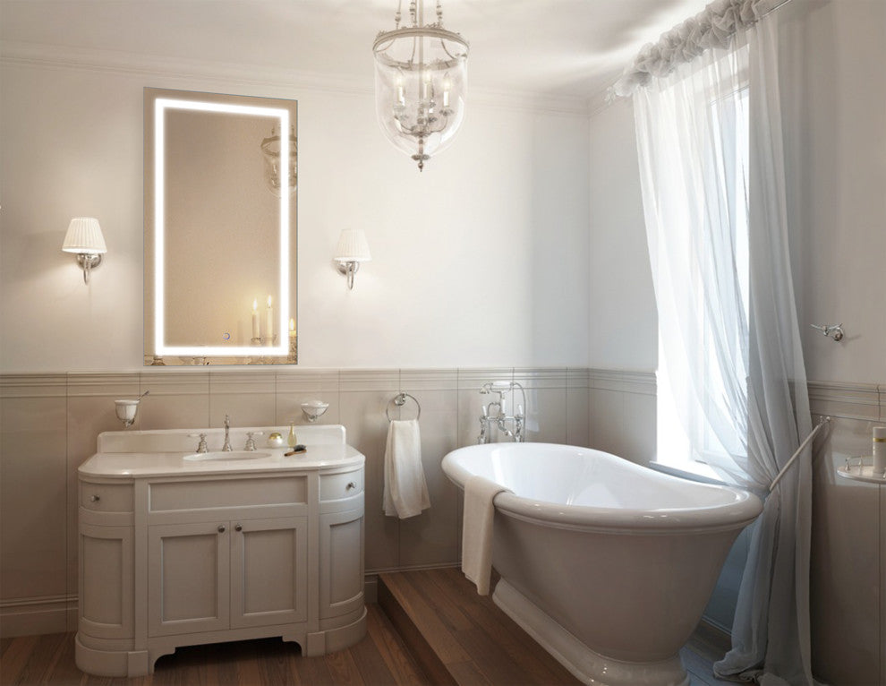 Krugg LED Bathroom Mirror, Lighted Vanity Mirror Dimmer and Defogger, 42x24