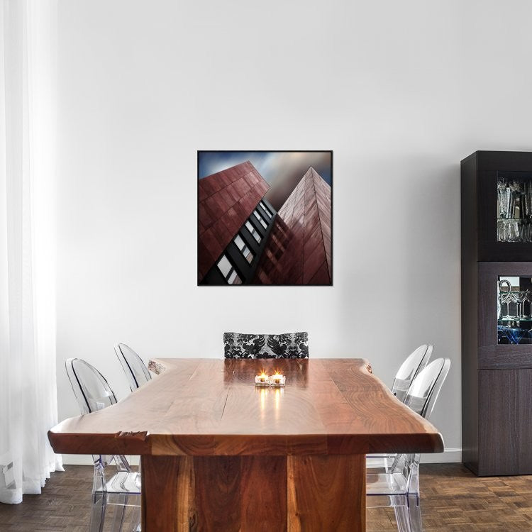 "Facade Rouge" Framed Canvas Giclee by Gilbert Claes, 31x31"