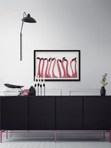 "Flamingo Gossip" Framed Painting Print, 24"x16"