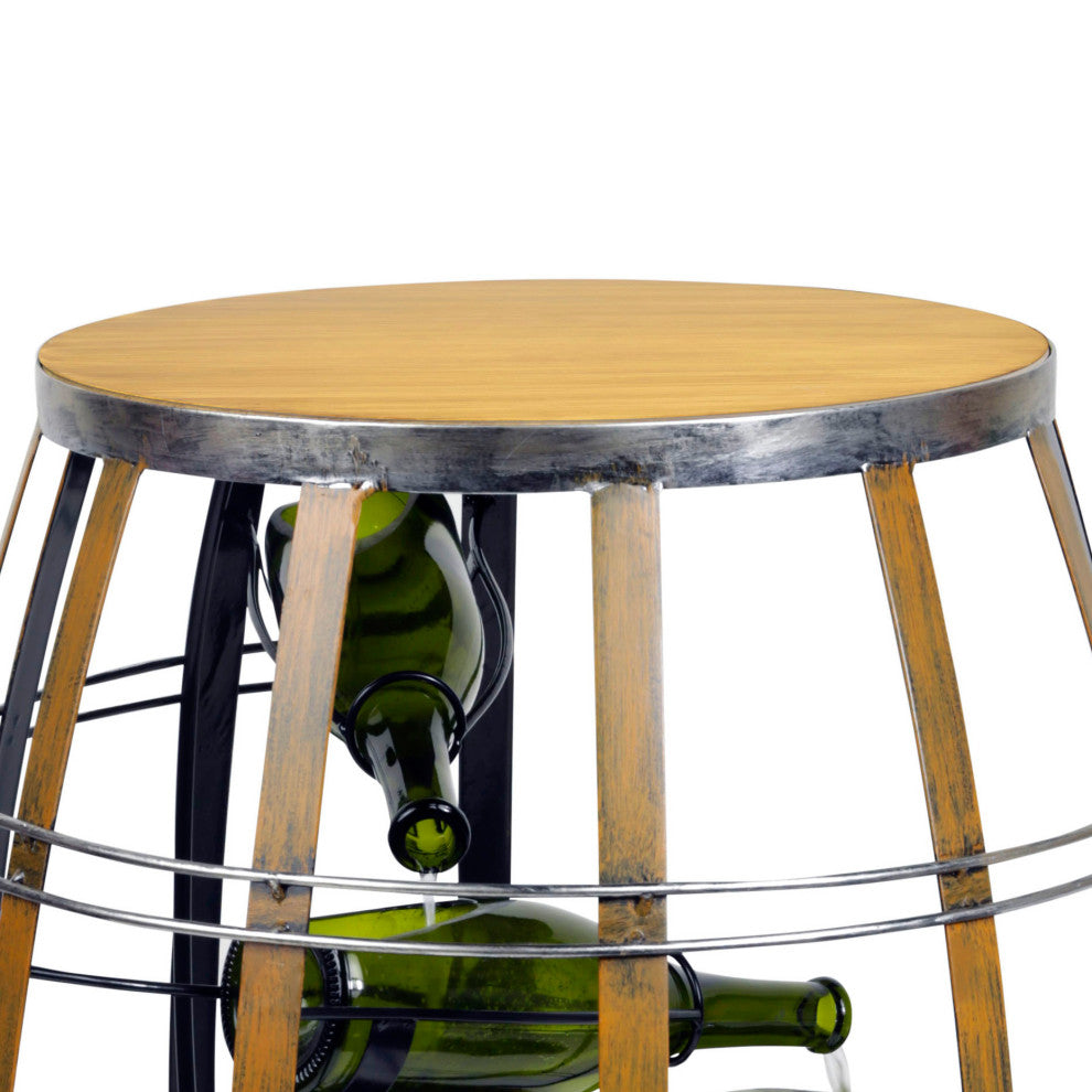 Alpine Metal Tiered Wine Bottles in a Barrel Fountain, 31" Tall