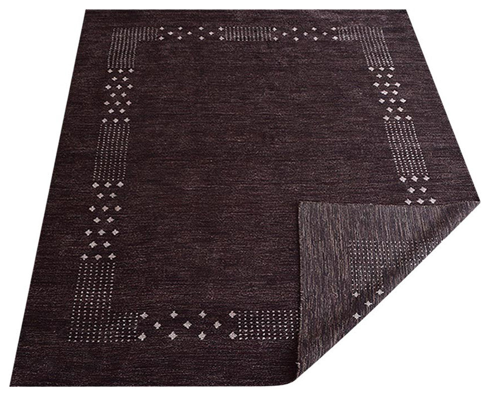 HAND KNOTTED LOOM SILK ECO-FRIENDLY AREA RUG -6'x9',Rectangle,Brown,Contemporary