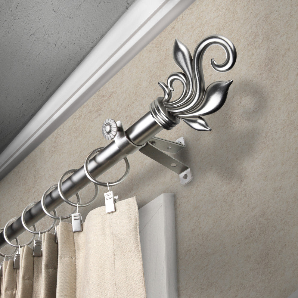 Giles 13/16 inch dia. Curtain Rod, Satin Nickel, 120"-170"