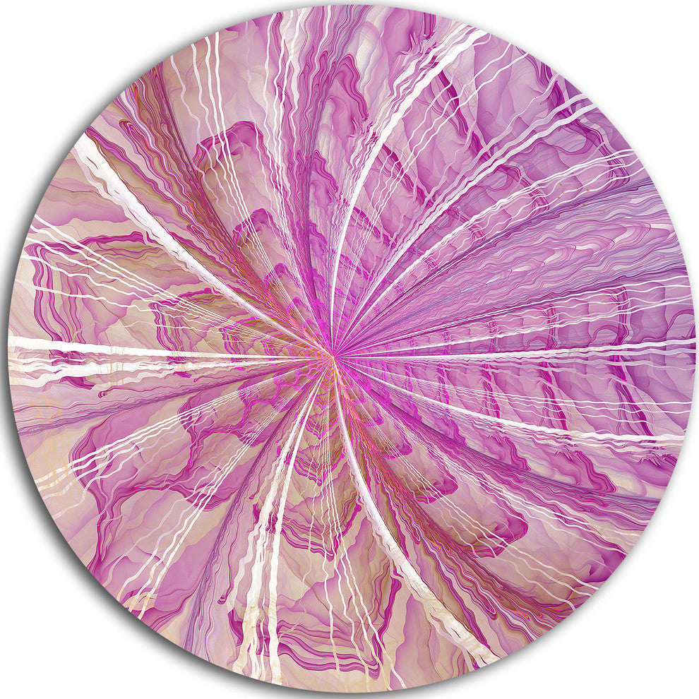 Symmetrical Light Purple Fractal Flower, Floral Round Artwork, 23"