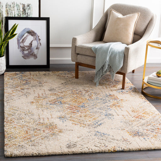 Surya Tuscany TUS-2302 5'3"x7'3" Rug, Blue/Burnt Orange/Cream/Aqua/Champagne