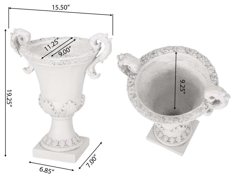 GDF Studio Renee Lightweight Concrete Chalice Garden Decorative Urn Planter, Antique White