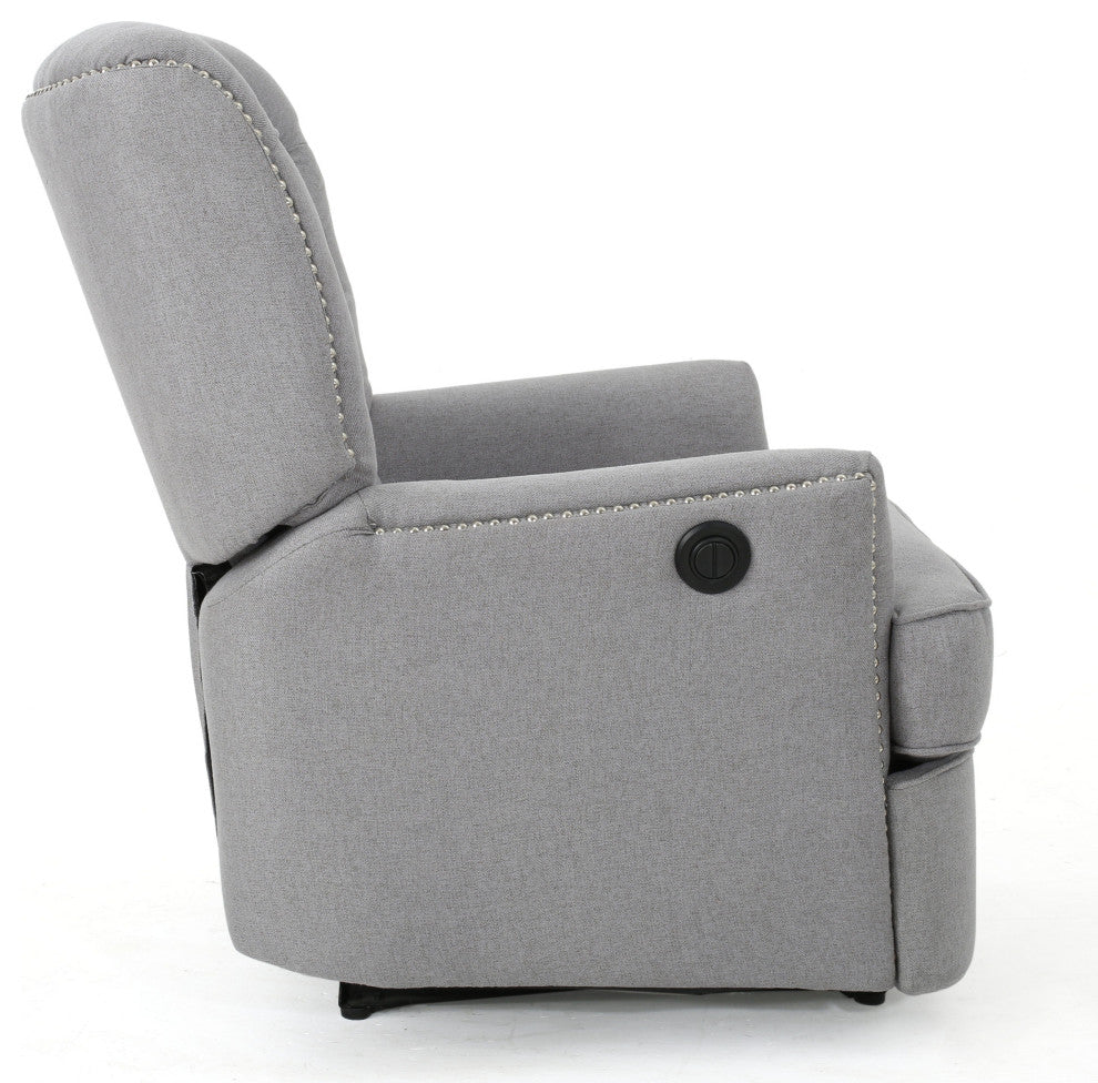 GDF Studio Palermo Tufted Fabric Power Recliner Chair, Light Gray