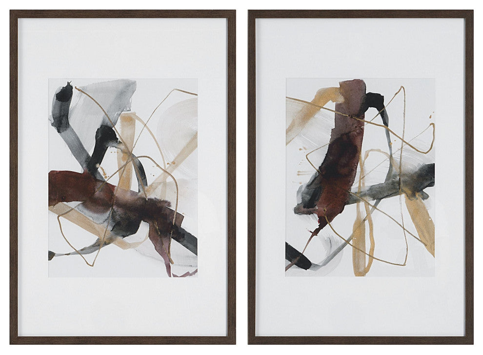 Uttermost Burgundy Interjection Abstract Prints, Set of 2