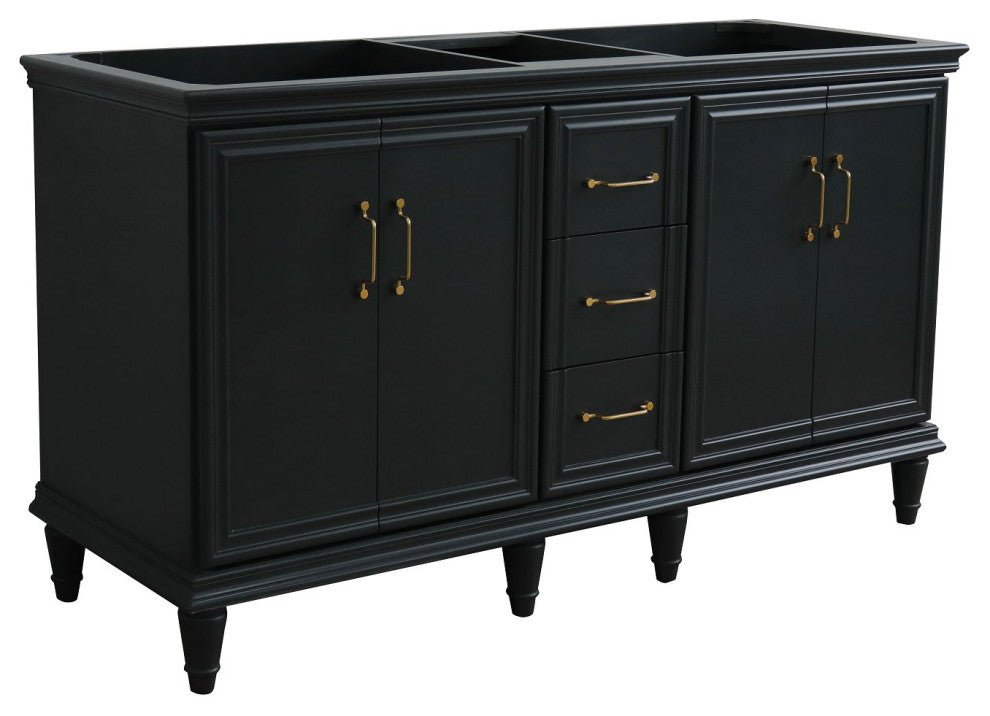 60" Double Vanity, Dark Gray Finish, Cabinet Only