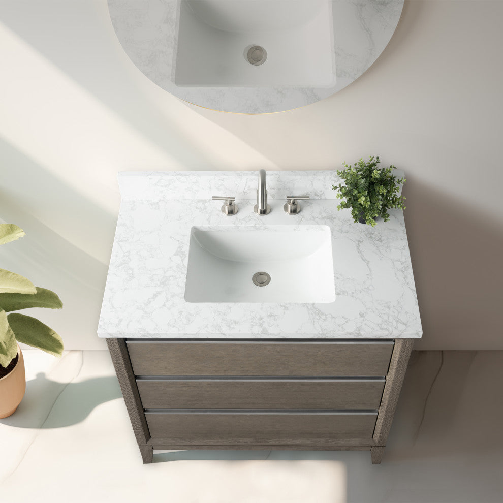 Vanity Art Bathroom Vanity With Sink, Driftwood Gray, 36" Single