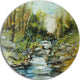 Rocky Terrain With Creek, Landscape Painting Disc Metal Wall Art, 11"