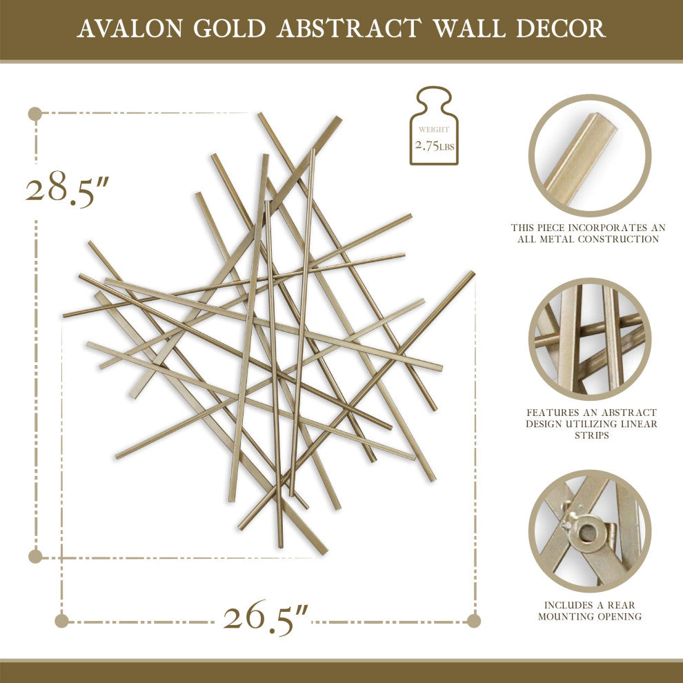 Abstract Gold Bar and Panel Wall Decor Piece
