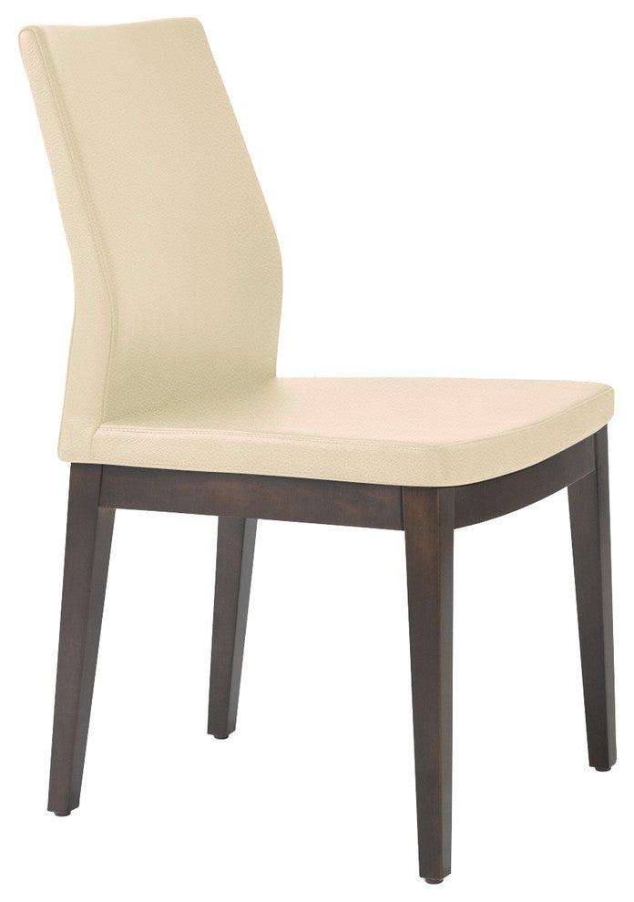 Pasha Wood High Back Chair, American Walnut Base, Cream Leatherette