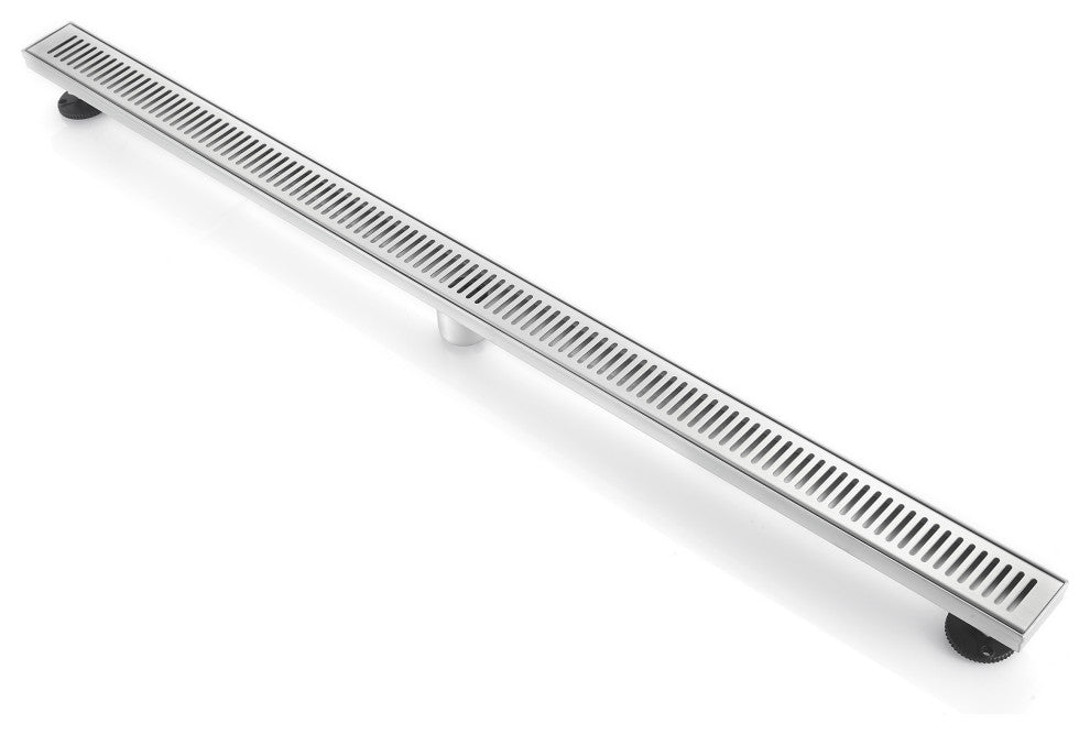 Stainless Steel Rectangular Linear Shower Floor Drain, Brushed Nickel, 48"