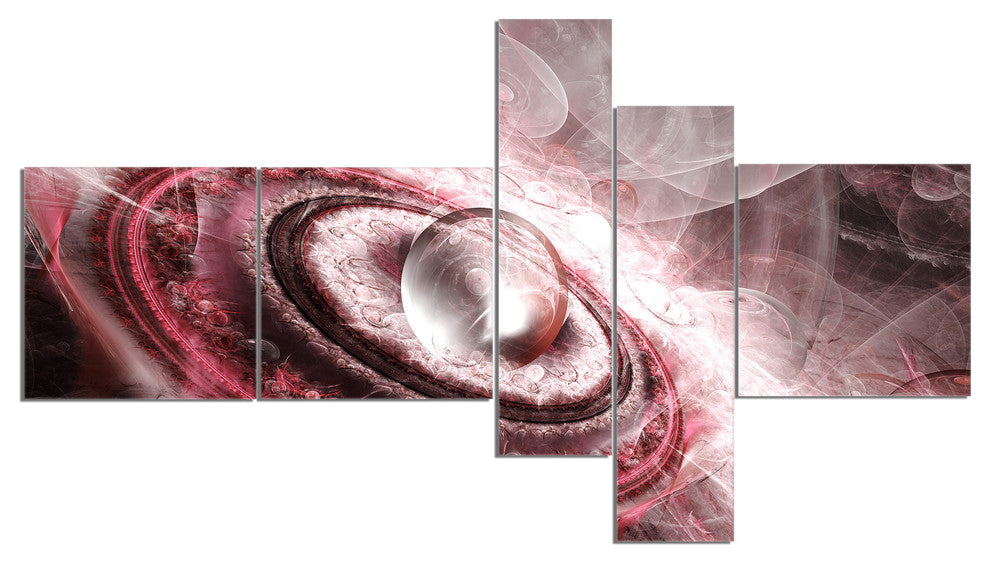 Crystal Rotating Flying Saucer, Floral Canvas Art Print, 60"x32", 5 panels