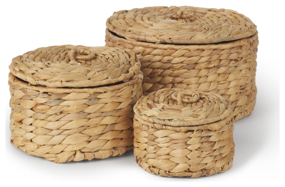 Kea Set of 3 Nesting Water Hyacinth Boxes With Lids