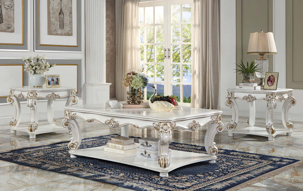 Square End Table, Antique Pearl