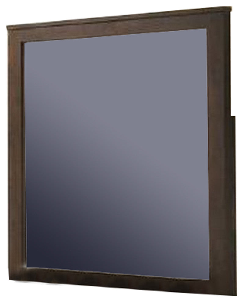 Benzara BM232686 Wall Mirror With Rectangular Frame and Molded Details, Brown
