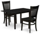 3Pc Dinette Set 2 Dining Chairs, Butterfly Leaf Small Dining Table, Black