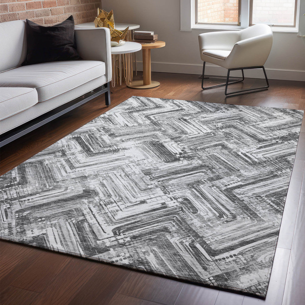 Premium Machine Washable Mayfield AMF630 Gray 3' x 5' Rug