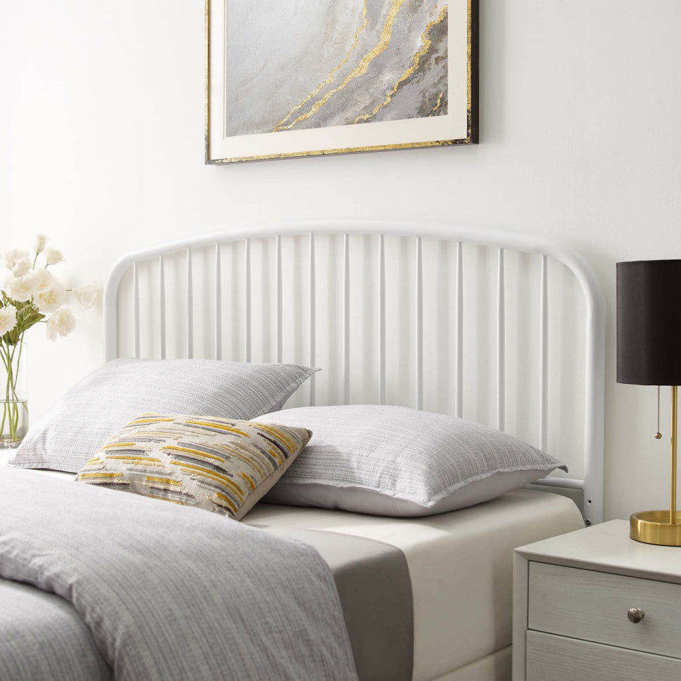 Headboard, King Size, Metal, White, Modern Farmhouse, Bedroom Master Suite