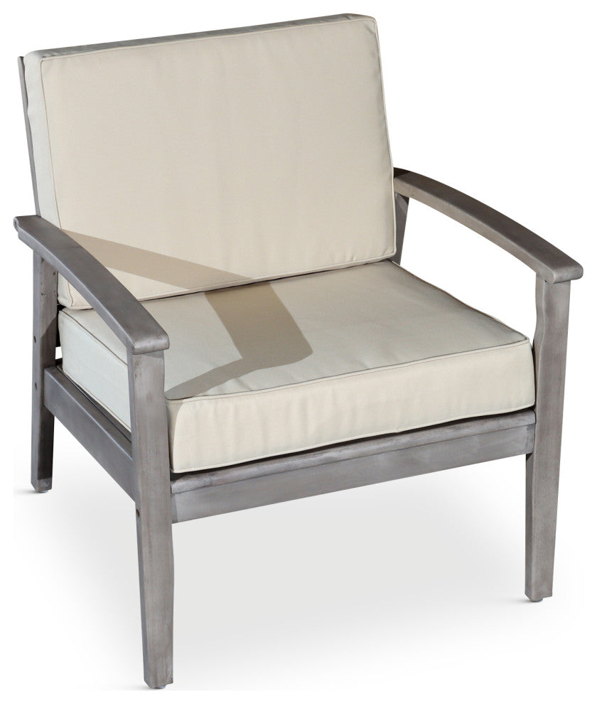 DTY Outdoor Living Longs Peak Eucalyptus Chair W/ Cushions, Silver Gray, Sand