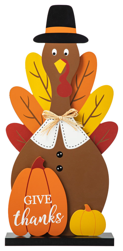 31"H Thanksgiving Wooden Turkey Porch Decor