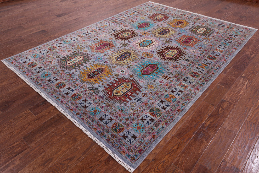 Handmade Fine Turkmen Ersari Wool Rug 6' 10" X 9' 8" Q11308