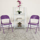 Triple Braced-Double Hinged Metal Folding Chair, Impulsive Purple