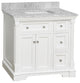 Sydney 36" Bathroom Vanity, White, Carrara Marble