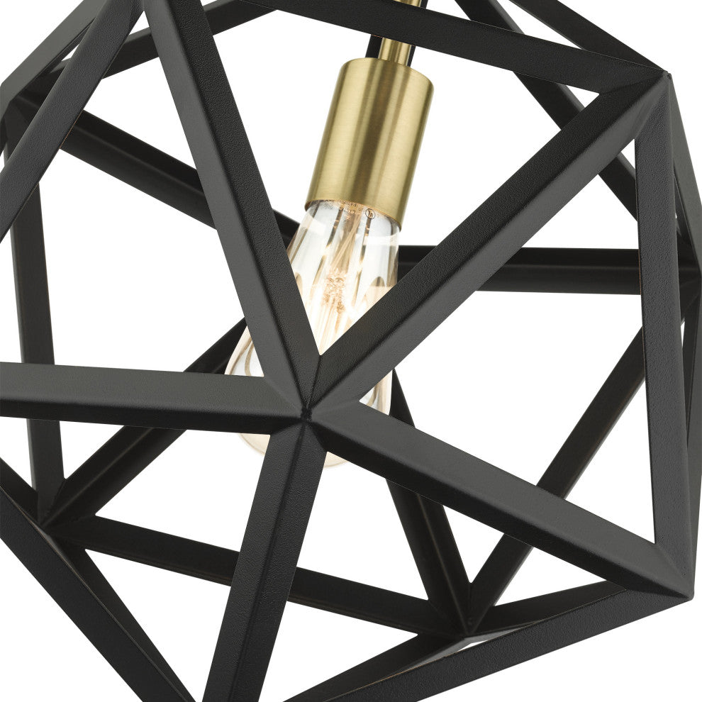 Textured Black Geometric, Farmhouse, Industrial, Abstract, Rustic Pendant