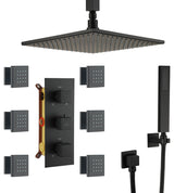 CASAINC 12" Ceiling Mounted Luxury LED Shower Head Handheld Spray, Matte Black